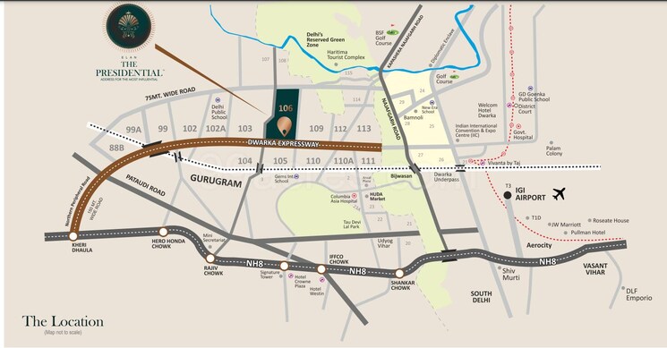 Map Location, elan-the-presidential 4 Bedroom 3395 Sq.Ft. Apartment In Sector 106 Gurgaon 8748419