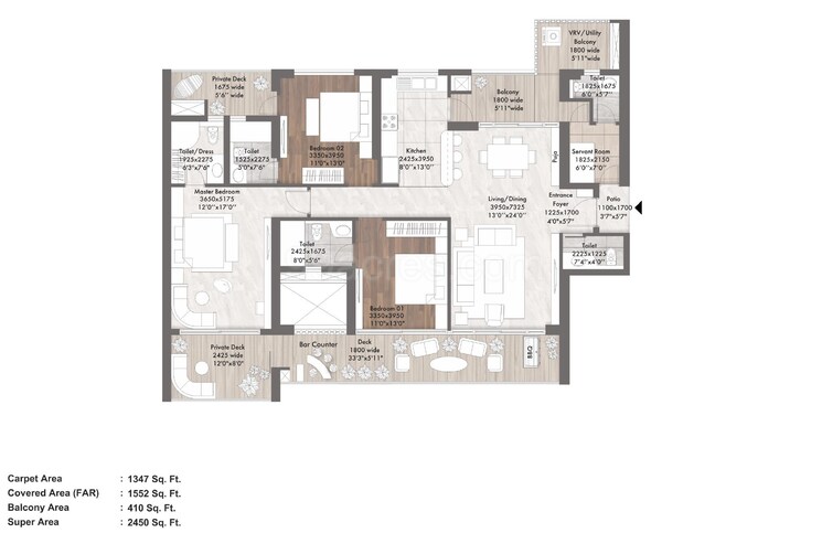 Floor Plan, elan-the-presidential 4 Bedroom 3395 Sq.Ft. Apartment In Sector 106 Gurgaon 8748428
