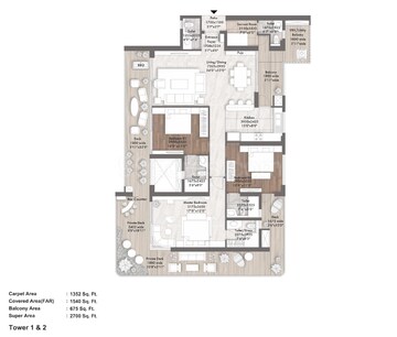 Floor Plan in 5 BHK Apartment at Elan The Presidential, Sector 106 – for Sale