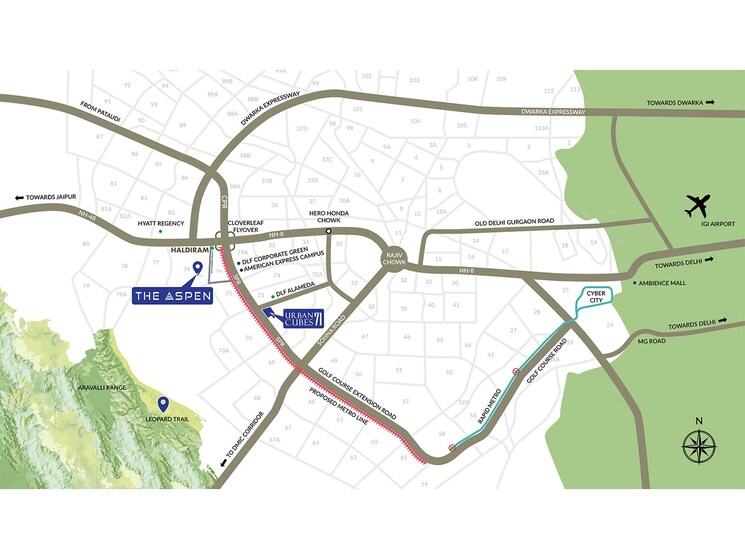 Map Location, whiteland-the-aspen 4 Bedroom 4054 Sq.Ft. Apartment In Sector 76 Gurgaon 8748557