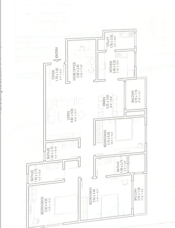 Floor Plan in 3.5 BHK Apartment at Sobha Victoria Park, Hennur Road – for Sale