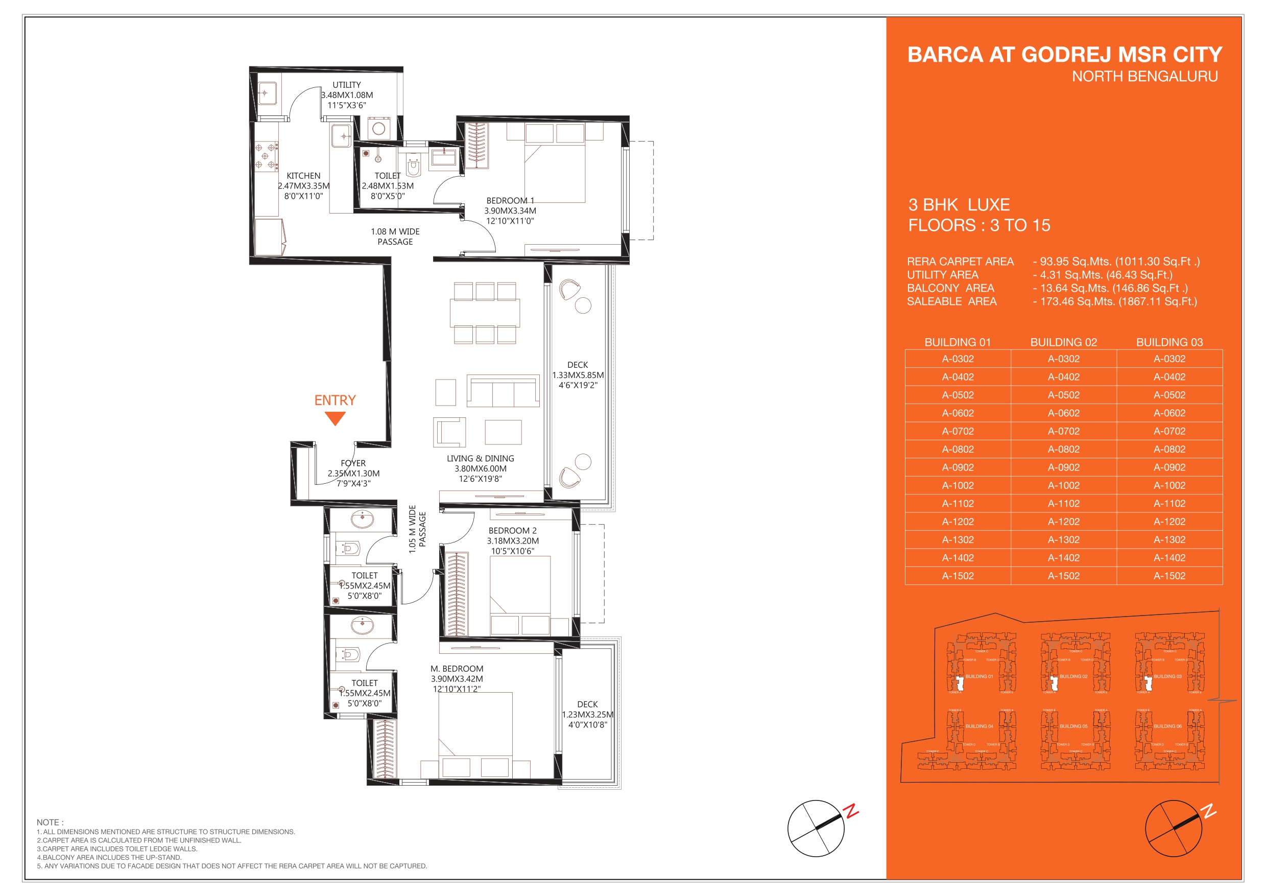 3 BHK + Servant Room Apartment For Sale in Godrej MSR City