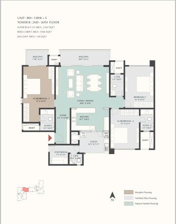 Floor Plan in 3.5 BHK Apartment at DNR Highline, Rajaji Nagar – for Sale