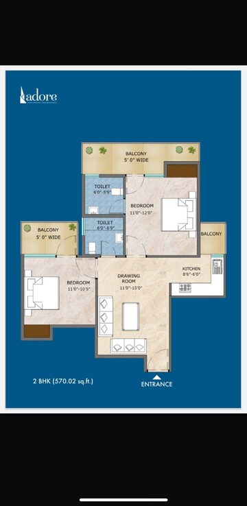 Floor Plan in 1 BHK Apartment at Adore Samriddhi, Sector 89 – for Sale