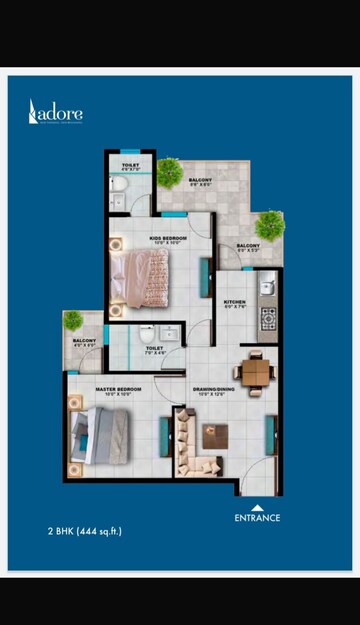 Floor Plan in 1 BHK Apartment at Adore Samriddhi, Sector 89 – for Sale