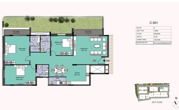 Floor Plan in 3 BHK Apartment at Esteem Kings Court, Jp Nagar – for Sale