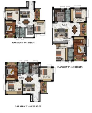 Floor Plan in 3 BHK Apartment at New Town – for Sale