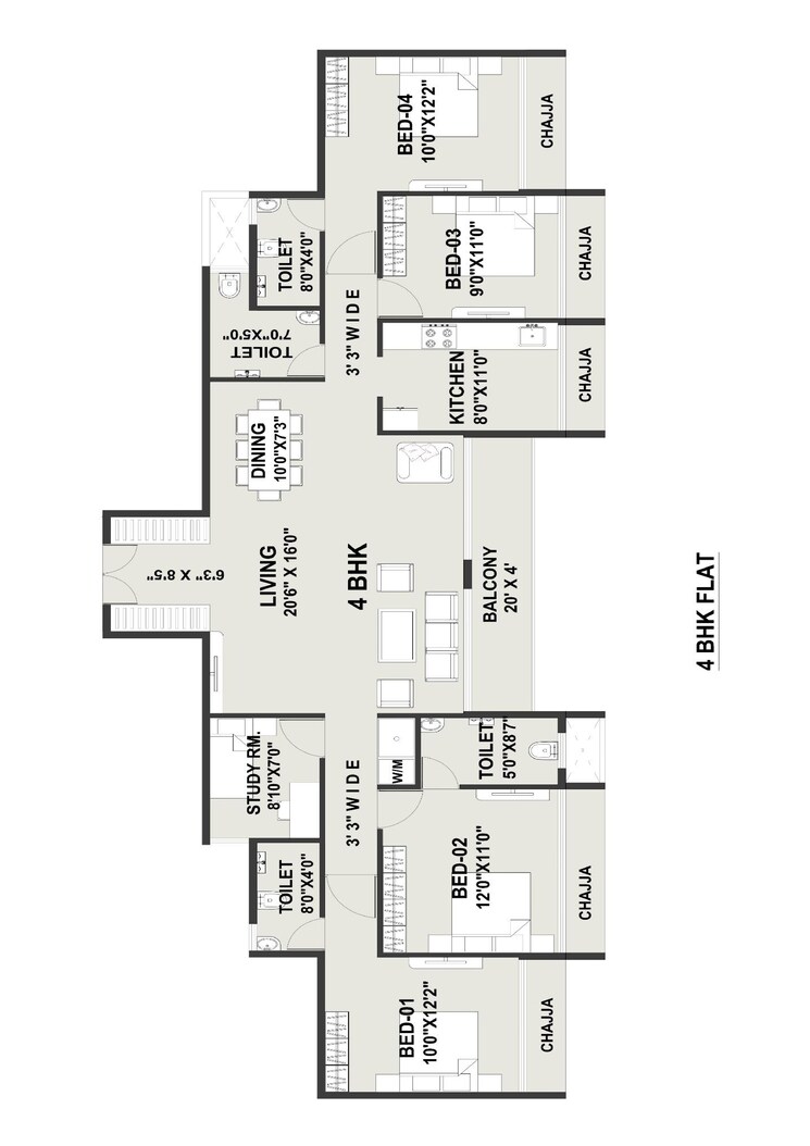Floor Plan, kharghar sector 19 3 Bedroom 1800 Sq.Ft. Apartment In Kharghar Sector 19 Navi Mumbai 8754358