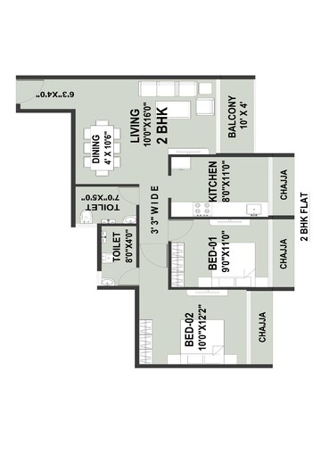Floor Plan in 4 BHK Apartment at Kharghar Sector 19 – for Sale