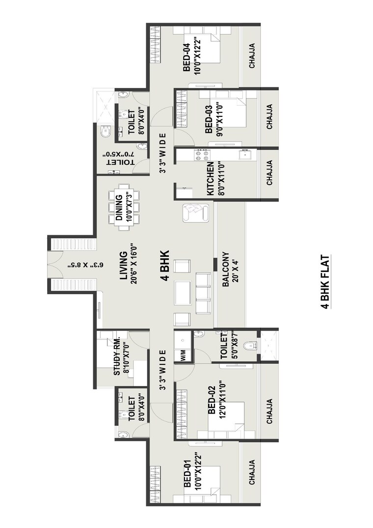 Floor Plan, kharghar sector 19 4 Bedroom 2700 Sq.Ft. Apartment In Kharghar Sector 19 Navi Mumbai 8754392