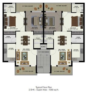 Floor Plan in 2 BHK Apartment at Kharar – for Sale