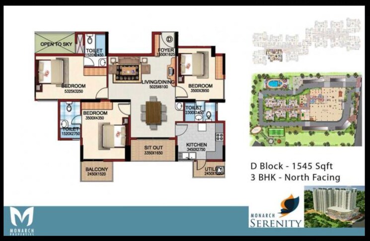 Floor Plan, monarch-serenity  1540 Sq.Ft. Plot In Thanisandra Main Road Bangalore 8755466