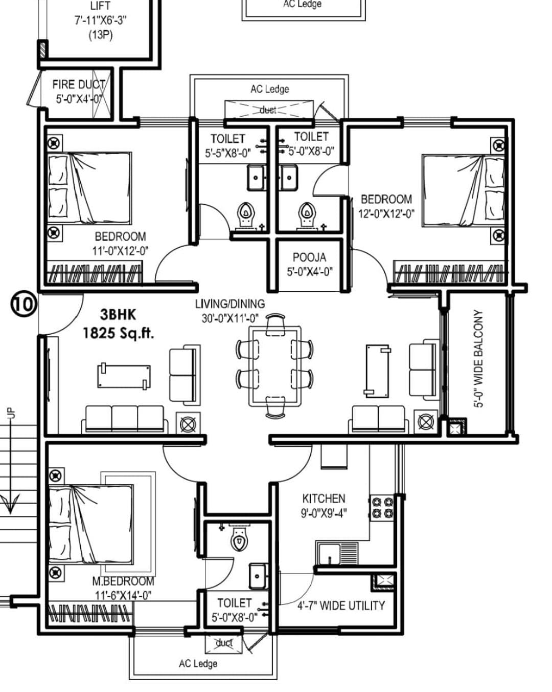 3 BHK Apartment For Sale in SMR Vinay Iconia Hyderabad