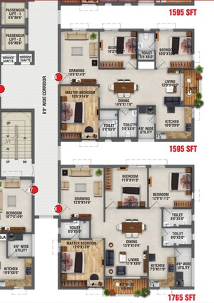 Floor Plan in 3 BHK Apartment at RK Oxygen Valley, Mallampet – for Sale