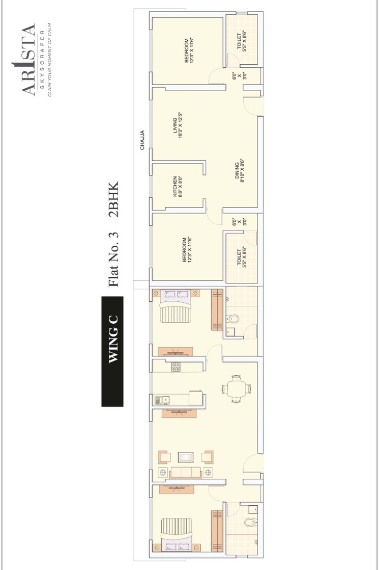 Floor Plan, sahajanand-arista 2 Bedroom 820 Sq.Ft. Apartment In Goregaon West Mumbai 8759497