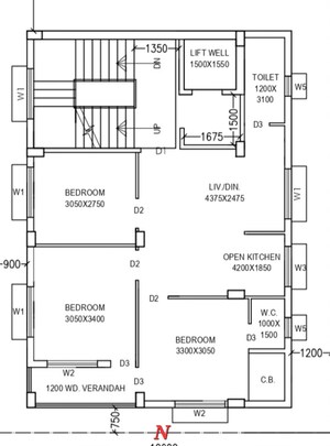 Floor Plan in 3 BHK Apartment at New Town – for Sale