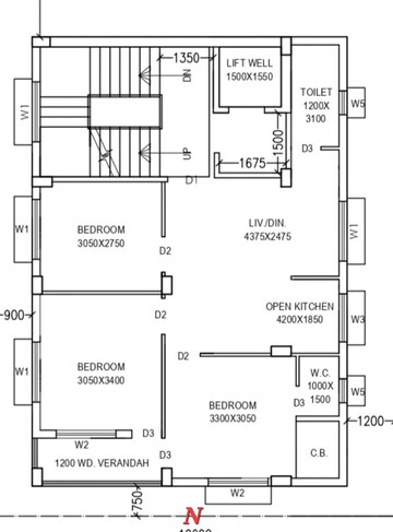 Floor Plan in 3 BHK Apartment at New Town – for Sale
