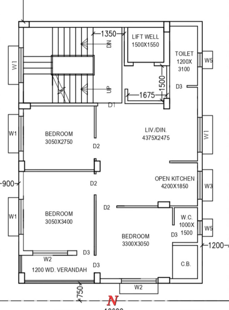 Floor Plan, new town 3 Bedroom 1200 Sq.Ft. Apartment In New Town Kolkata 8762035