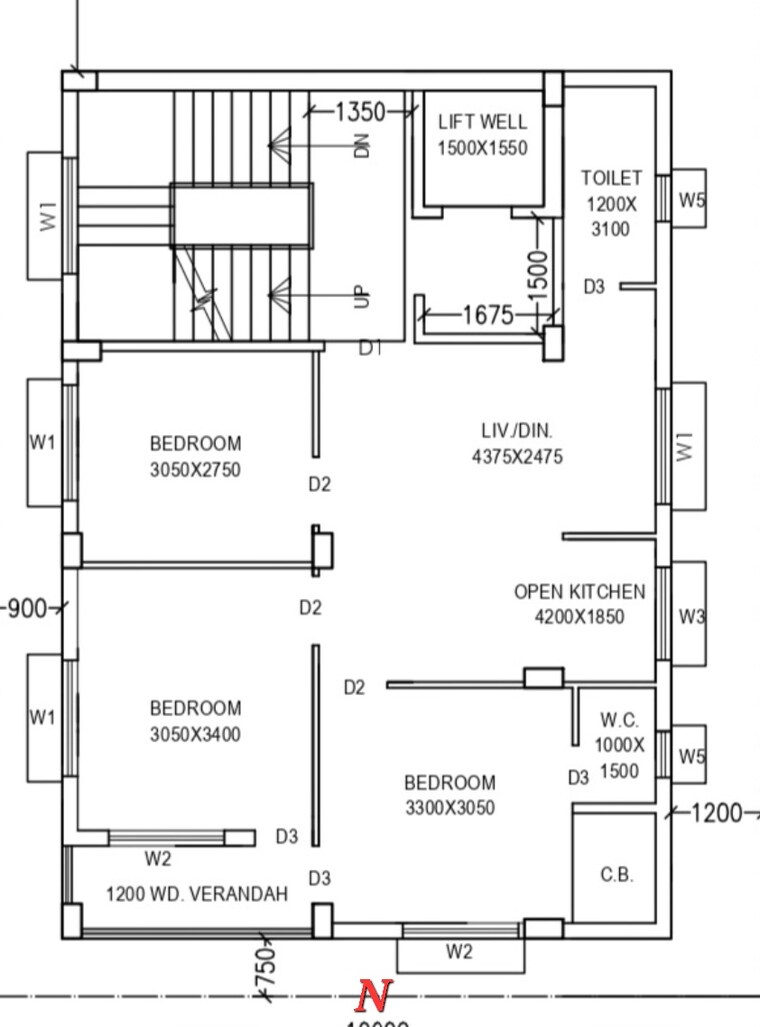 Floor Plan, new town 3 Bedroom 1200 Sq.Ft. Apartment In New Town Kolkata 8762035