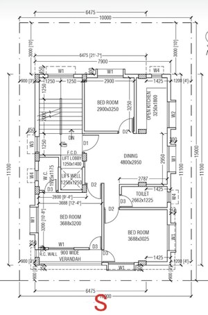Floor Plan in 3 BHK Apartment at New Town – for Sale