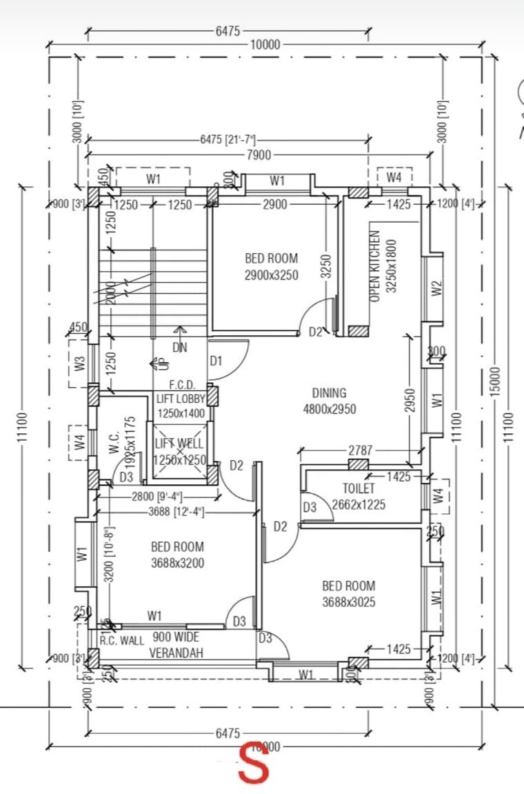 Floor Plan, new town 3 Bedroom 1200 Sq.Ft. Apartment In New Town Kolkata 8762035
