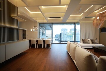 Living Room in 5 BHK Apartment at Indiabulls Sky Forest, Lower Parel – for Rent