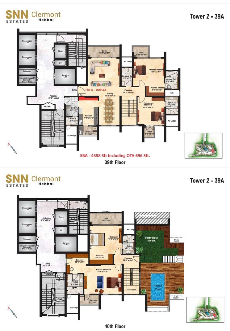 Floor Plan, snn-clermont 4 Bedroom 4336 Sq.Ft. Penthouse In Hebbal Bangalore 8763308