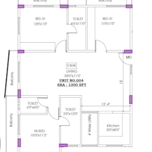 Floor Plan in 3 BHK Apartment at Sarjapur Road – for Sale
