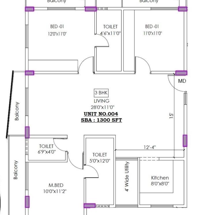 Floor Plan, sarjapur road 3 Bedroom 6500 Sq.Ft. Apartment In Sarjapur Road Bangalore 8764425