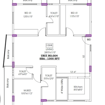 Floor Plan in 3 BHK Apartment at Sarjapur Road – for Sale