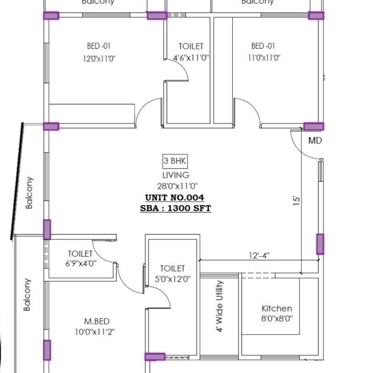 Floor Plan, sarjapur road 3 Bedroom 6500 Sq.Ft. Apartment In Sarjapur Road Bangalore 8764425