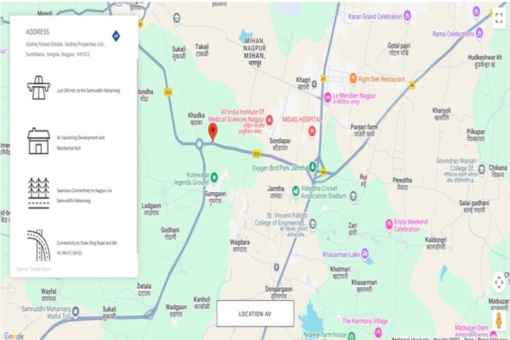 Map Location, godrej-forest-estate  1100 Sq.Ft. Plot In Sumthana Nagpur 8764811