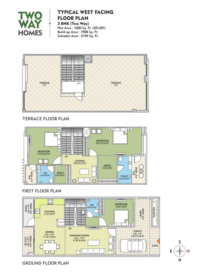 Floor Plan, napania 3 Bedroom 2200 Sq.Ft. Independent House In Napania Indore 8765603