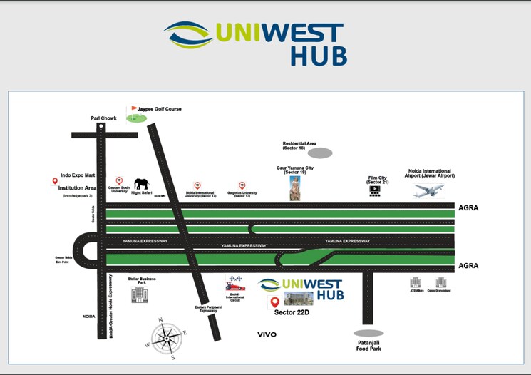 Map Location, uniwest-hub Studio 525 Sq.Ft. Apartment In Sector 22d Yamuna Expressway Greater Noida 8764032