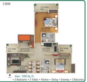 Floor Plan in 3 BHK Apartment at Supertech Ecociti, Sector 137 – for Sale