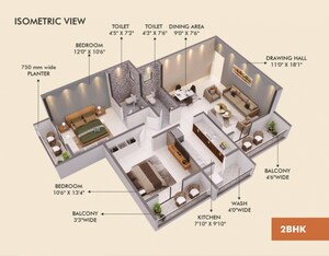 Floor Plan in 2 BHK Apartment at Amravati rd – for Sale