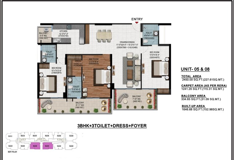 Floor Plan, windsor-majesty 3 Bedroom 2710 Sq.Ft. Apartment In Raj Nagar Extension Ghaziabad 8771841