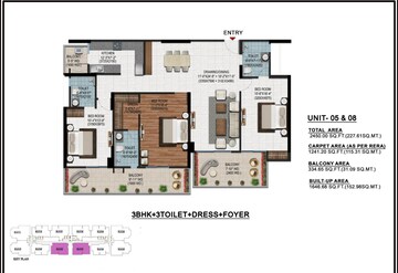 Floor Plan in 3 BHK Apartment at Windsor Majesty, Raj Nagar Extension – for Sale