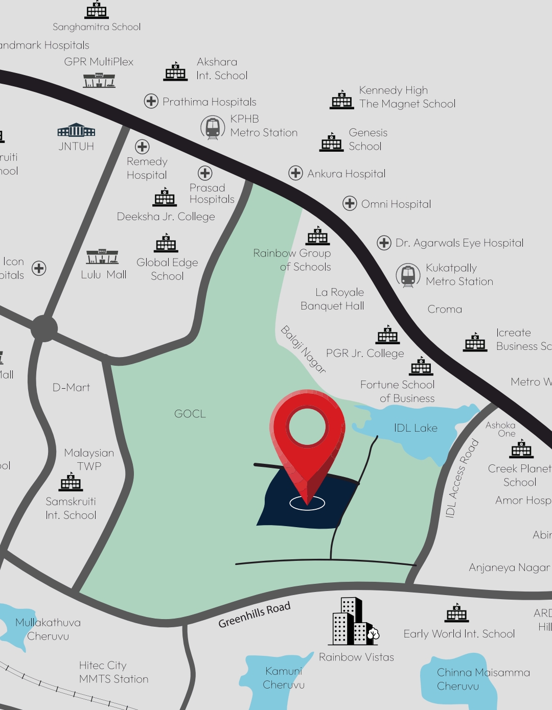 Map Location, kukatpally 3 Bedroom 2580 Sq.Ft. Apartment In Kukatpally Hyderabad 8773647