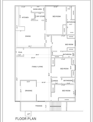 Floor Plan in 4 BHK Apartment at Banjara Hills – for Sale