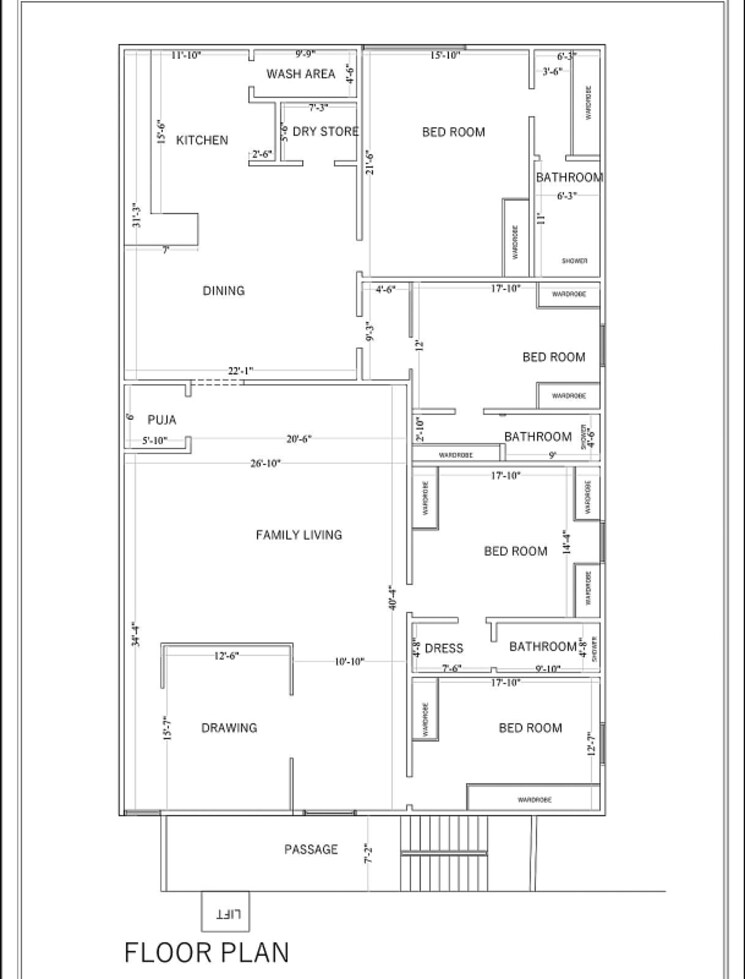 Floor Plan, banjara hills 4 Bedroom 4239 Sq.Ft. Apartment In Banjara Hills Hyderabad 8773929