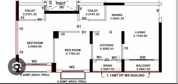 Floor Plan in 2 BHK Apartment at Adani Aster Neo, Shantigram – for Sale