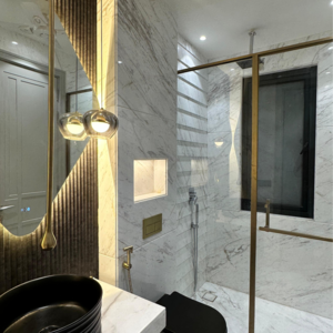 Bathroom in 4 BHK Builder Floor at Ansal Sushant Lok I, Sector 43 – for Sale