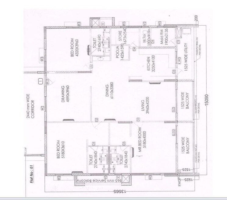Floor Plan, poulomi-90 3 Bedroom 2810 Sq.Ft. Apartment In Kokapet Hyderabad 8775191