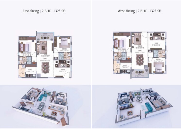 Floor Plan, hallmark-skyrena 2 Bedroom 1325 Sq.Ft. Apartment In Narsingi Hyderabad 8775467