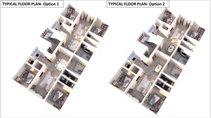 Floor Plan in 3 BHK Apartment at Frazer Town – for Sale