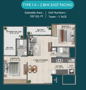 Floor Plan in 1 BHK Apartment at Sowparnika Rhythm Of Rain, Whitefield – for Sale