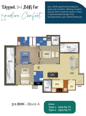 Floor Plan in 3.5 BHK Apartment at Faridabad Central – for Sale