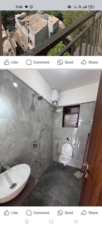 Bathroom in 2 BHK Apartment at Vini Towers, Malad West – for Rent