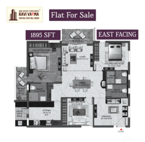 Floor Plan in 3 BHK Apartment at IRA Aspiration, Kollur – for Sale